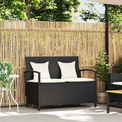 Maison Exclusive - Gartenbank mit Stauraum und Kissen Schwarz Pol