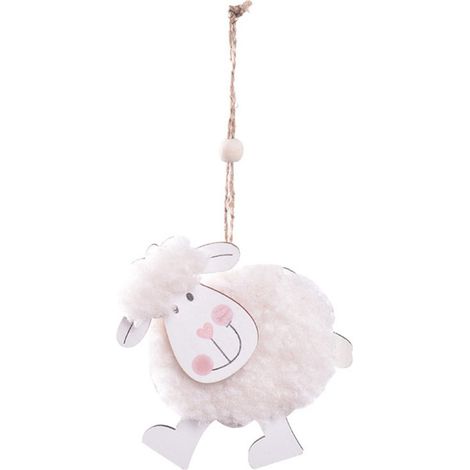 Mouton En Bois - Décor Suspendu Pour Pâques - Ornements Printemps - Lot De 3 Tailles Différentes (1/5)