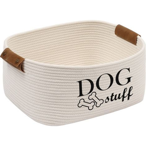 Panier de rangement pour jouets pour animaux de compagnie, lit pour chien-matériau de corde de coton. Convient -Beige (1/5)