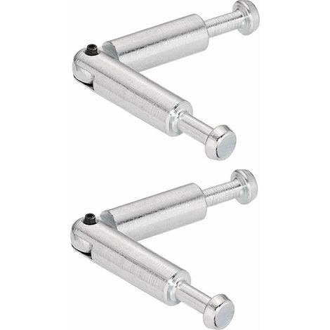 Lot de 2 goujons doubles articulés 88mm – Acier pour assemblage meuble en bois – Rotule pour articulation fluide – Vis de fixation incluses (1/3)