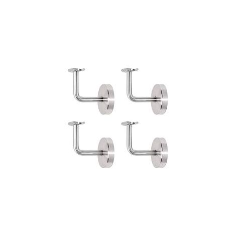 A 4 supports de main courante au mur -Support de main courante - Support mural -  Fixation à 3 trous - Avec rosace de recouvrement de 60 mm de diamètre - Pour tube rond en acier inoxydable