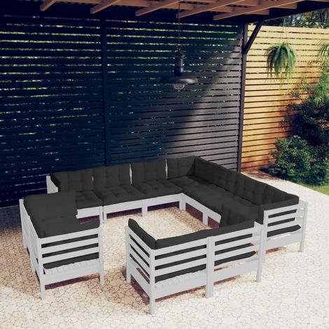11-tlg. Garten-Lounge-Set mit Kissen Weiß Massivholz Kiefer vidaXL (1/5)