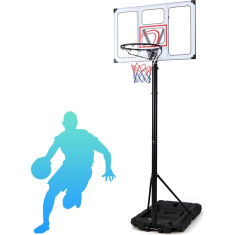 Panier de Basket Portable avec Hauteur Réglable 125-305 cm, Panier de Basket Extérieur avec Panneau Incassable, Base Remplissable, Roulettes (1/5)
