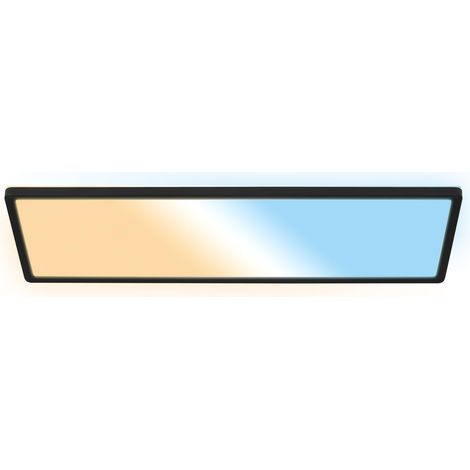 Plafonnier LED plat avec télécommande, CCT réglable de chaud à lumière du jour, intensité réglable, IP44, plafonnier salle de bain, lustre cuisine, lustre salon, 58x20x3 cm, noir (1/5)