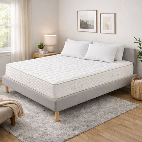 Ensemble Sommier Tapissier et Matelas 120x190 cm - Couleur : Gris - Sommier Déhoussable avec Pieds 20 cm et Lattes Multiplis - Matelas 2 Faces de Couchage Soutien Ferme Certifié CertiPUR & OEKO - TEX (1/5)