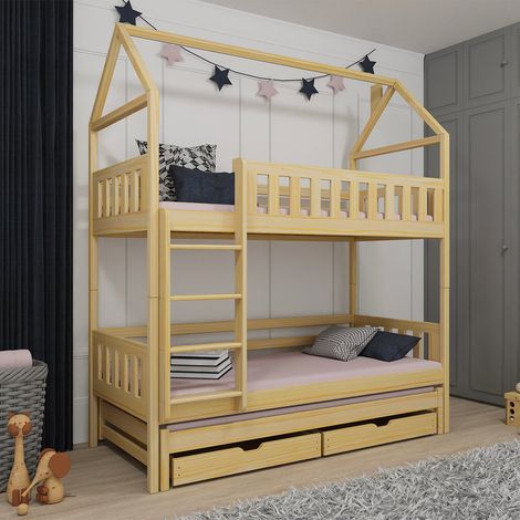 Letto a castello Jeremy Bois 90x200 con cassetti e rete a doghe (1/3)