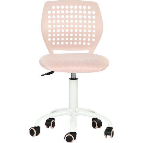 FurnitureR Chaise de Bureau Réglable avec Roulettes Chaise de Travail Pivotante Dossier Respirant Siège Rembourré Fauteuil Étudiant Enfant Ado pour Bureau Maison, Morandi rose (1/5)