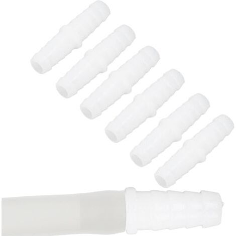 10 Pièces Connecteur de Tuyau en Plastique, 6mm Droit égal épisseuse bBarbelé Mender Joint Union Adaptateur Raccord pour Tuyau de Pompe (6-6mm direct) (1/5)