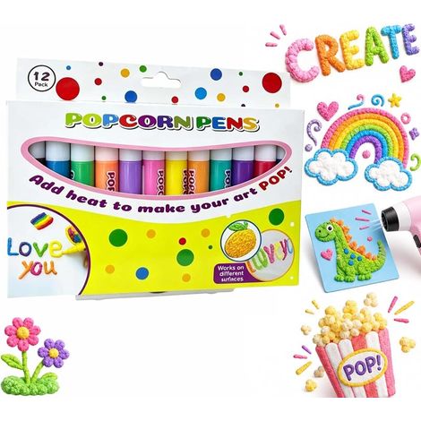 Generische Popcorn-Effekt-Stifte (2er-Pack), 3D-Zauberstifte mit Pop-up-Effekt, Puffy-Paint-Stifte für Kinder, DIY-Set für Grußkarten, Scrapbooking und Kunstprojekte. (1/5)