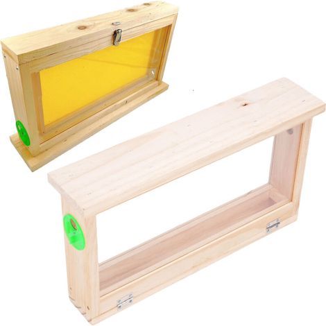 Ruche de Observation Éducative avec Panneaux Acrylic Double Face et Ventilation - Boîte de Reproduction de Abeilles - Bois Naturel - 55x31.5x12.2cm - 3220g - 1 pièce
