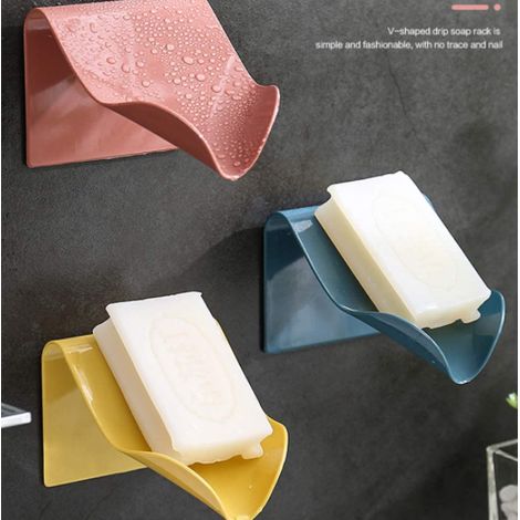 Support À Savon - Égouttoir Incliné Auto-Drainant - Pour Salle De Bain Cuisine Douche - Lot De 3 Pièces - Blanc Bleu Rouge Brique Jaune (1/5)