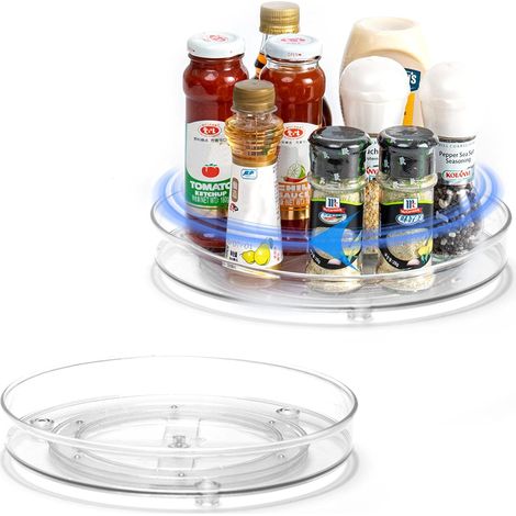 Lazy Susan Rotating Spices Storage Organiser for Kitchen Cupboard Shelf Storage Rack for Condiments, Fridges, Bedrooms (23 cm + 27 cm) (1/5)