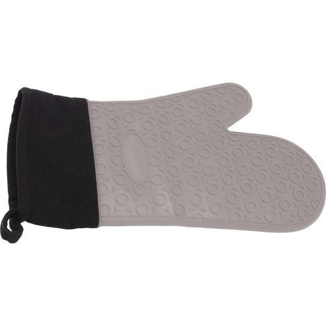 Ofenhandschuhe aus lebensmittelechtem Silikon, rutschfest, für das Kochen bei hohen Temperaturen, mit gestepptem Baumwollfutter zum Anfassen heißer Pfannen (1/5)