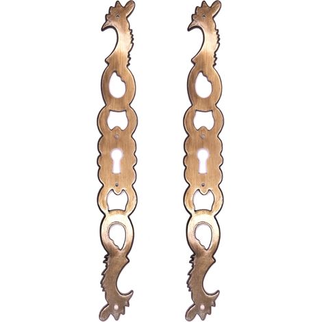 2x Entrée de coq main gauche en zamak finition laiton vieilli hauteur 194mm entraxe 174mm Rustique Serrure Ancien Décoration Vintage Meuble (1/3)