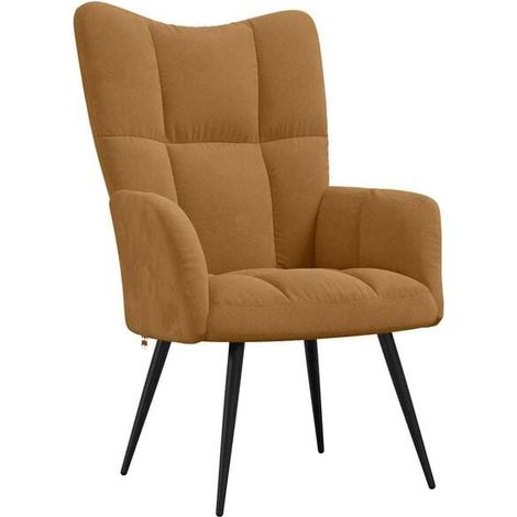 Fauteuil lounge en velours marron (1/5)