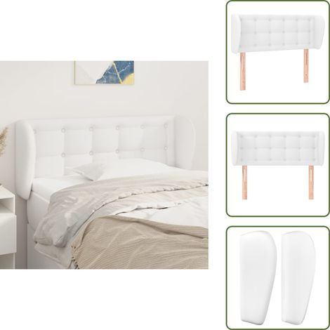Tête de lit avec oreilles Blanc 93x23x78/88 cm Similicuir - Tête De Lit - Tête De Lit Blanche - Tête De Lit Rembourrée - Tête De Lit Moderne - Tête De Lit Élégante