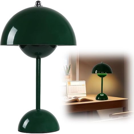 Dimmbare, tragbare Pilzlampe, Touch-Tischlampe mit 3 Helligkeitsstufen, Retro-Nachttischlampe in Dunkelgrün - SONSTIGES (1/5)