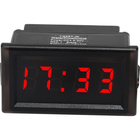Horloge électronique de voiture étanche à l'eau et à la poussière DC4,5-30V avec affichage numérique LED (rouge) (1/5)
