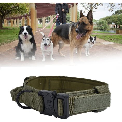 Taktisches Hundehalsband, Leine, Halsband für mittelgroße bis große Hunderassen, Militärstil, Trainingshalsband, Hundegürtel, grün, Größe M (1/5)