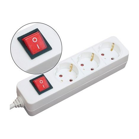 Regleta 3 tomas mediarange blanca con interruptor longitud cable 1,4m