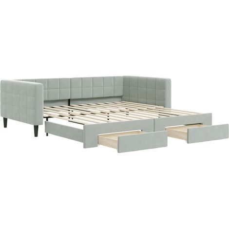 Maison Exclusive - Divano Letto Estraibile Cassetti Grigio Chiaro 100x200 Velluto