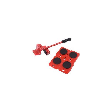 Kit Déménagement Meubles avec Levier, Chariot à 4 Roues Pivotantes 360°, Base Plate Fixe Non Pliable, Charge Max 590 kg, Bleu (1/4)