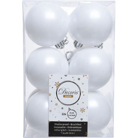 Scatola da 12 Palline Decorative Bianche per Albero di Natale Ø6cm (1/3)