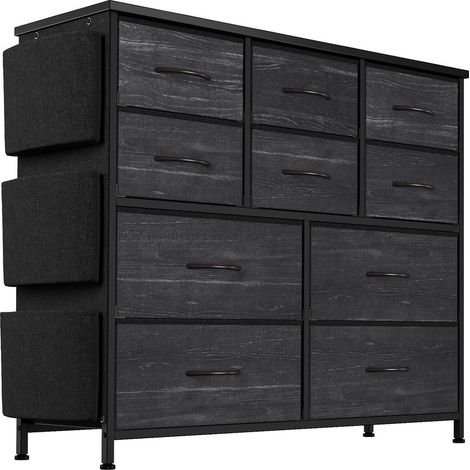Commode avec 10 tiroirs en Tissu, Commode Chambre, Meuble de Rangement, Meuble Chambre, Armoire à tiroirs pour Cuisine, Bureau, Couloir, Meuble TV avec tiroirs(noir) (1/5)