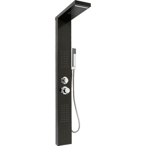 – Colonne de douche hydromassante en acier inoxydable brossé – 4 fonctions : pluie, cascade, jets de massage – Dimensions 15x47x130 cm (1/4)