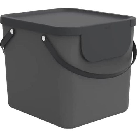 Panier à linge en plastique 40 L avec couvercle anthracite (1/4)