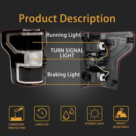 Rückleuchten und Bremslichter speziell für die Rückleuchten des Ford Raptor F150 (Modelljahre 2018-2020). (1/4)