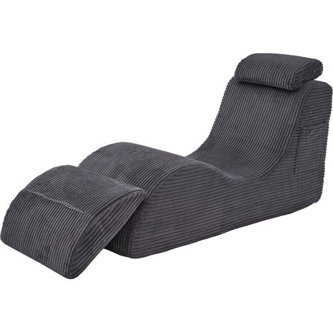 Fauteuil de détente moderne au design unique, ergonomique, en mousse de compression hautement élastique. Coussin d’assise amovible et poche latérale pour un confort quotidien. Gris foncé (1/5)