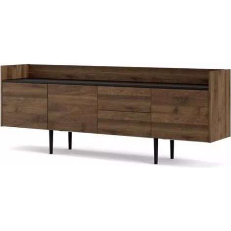 mobile contenitore 3 ante e 2 cassetti legno scuro, 195x73x40 cm