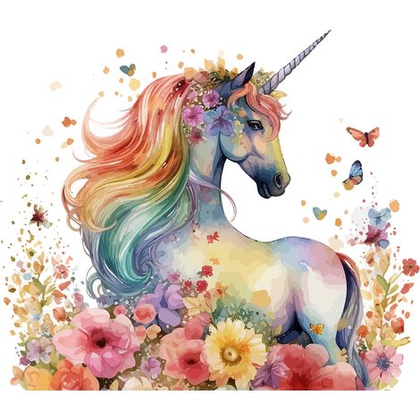 Papier peint panoramique Enfants - Licorne - 195 cm x 125 cm (1/2)