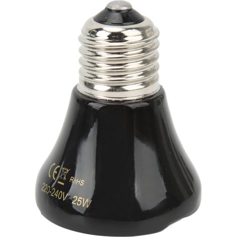 Lampe chauffante en céramique pour reptiles, mini lampe chauffante infrarouge pour amphibiens (lézards, reptiles), 220-240 V, 25 W, noire (1/5)