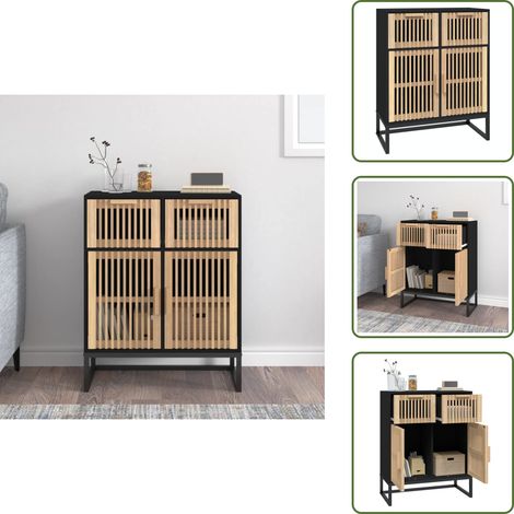 Sideboard Schwarz 60x30x75 cm Holzwerkstoff - Schreibtisch - Sideboard Schwarz - Wohnzimmermöbel - Holzmöbel - Regal (1/5)