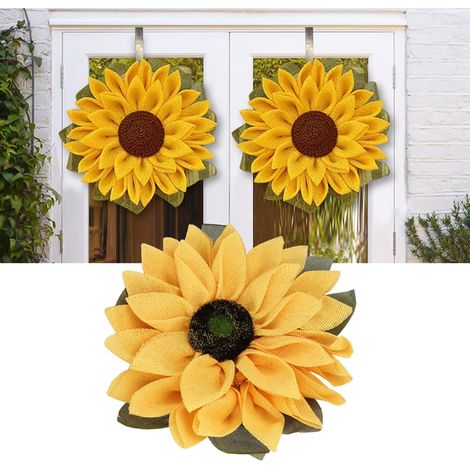 Künstlicher Sonnenblumen-Türkranz  Elegante Heimdekoration mit gelben Blüten  40 cm Durchmesser