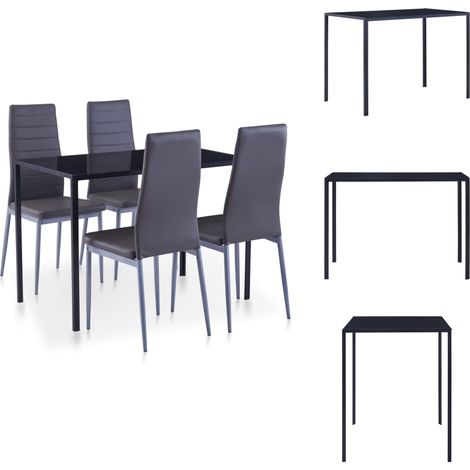 5-tlg. Essgruppe Grau - Esstisch - Essgruppe - Wohnzimmer - Küchenstuhl - Moderner Esstisch (1/5)