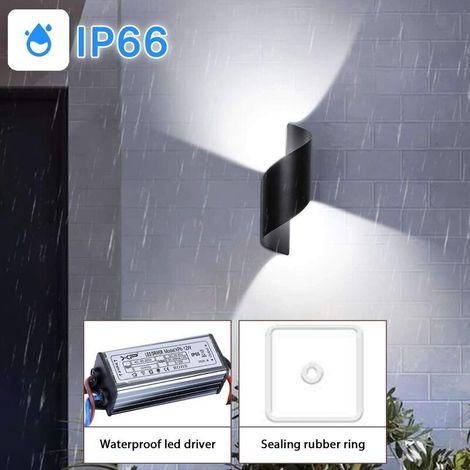 Applique murale LED IP66 – Aluminium moderne, blanc froid ou noir – Pour cour, terrasse, villa ou couloir extérieur