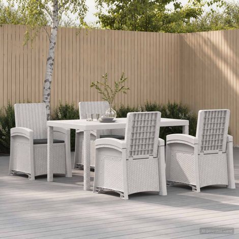 vidaXL Conjunto de Comedor de Jardín 5 uds. Blanco y Antracita PP (1/5)