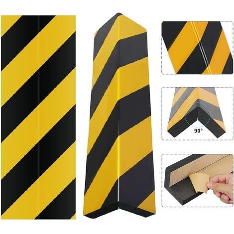 2 Pieces Adhesive Foam Corner Protectors, 40x15 cm Car Door Protectors, Self-Adhesive Foam Garage Bumper for Columns, Park, Garage Door, Corner, Wall (Yellow Black)