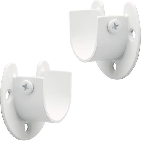 Support Tringle Rideaux Support Barre Penderie en Acier Inoxydable, Réglable Fixation Attache Tringle Rideau Dressing pour Tige de 24 à 29MM de Diamètre, 2 Pcs Blanc, EFL8001UW-2P (1/5)