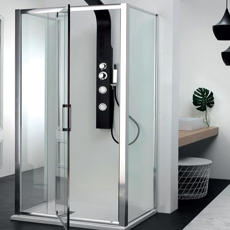 Box Doccia 70x100x70 cm FPB40 Centro Parete 3 Lati - Porta Battente Reversibile (1/5)