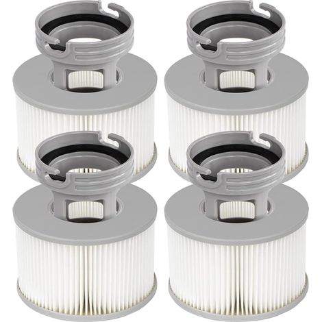 Paquete de 4 filtros para bañera de hidromasaje + adaptador de base roscado para MSpa, versión mejorada. Bomba de cartucho de filtro para MSPA. Todas las bañeras de hidromasaje actuales.