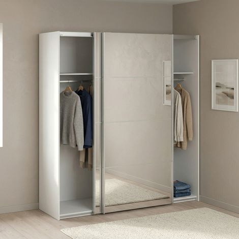 Dmora - Armario 2 puertas Armance, Muebles de dormitorio, Vestidor, Armario de ropa, 182x64 h202 cm, Blanco (1/5)