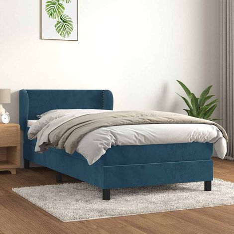 Boxspringbett mit Matratze Dunkelblau 100x200 cm Samt (1/5)