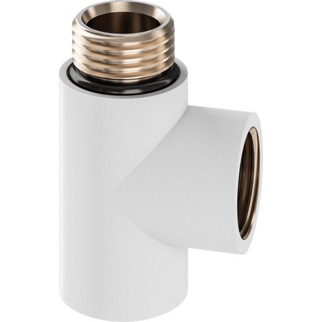 Warmehaus Heating Element Connector Dual Fuel Towel Rail Warmer Radiator T Piece Radiator Rail White
