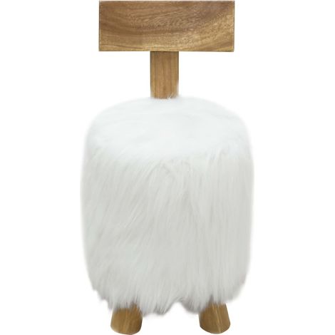 Tabouret Blanc Bois de teck massif (1/5)