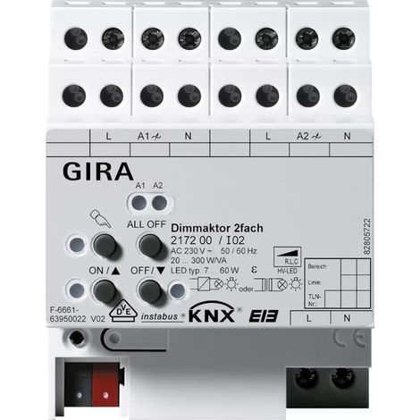 Gira Dimmaktor 2f 2 x 300 W/VA KNX REG 217200 (1/2)