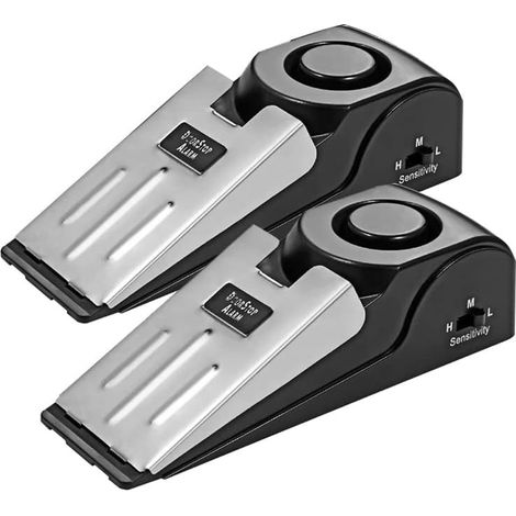 Door Stopper Alarm 2 Pack 120dB Loud Portable Wedge Entrance Alert Safety Tools for Home Security House Apartment Hotel Travel (1/5)